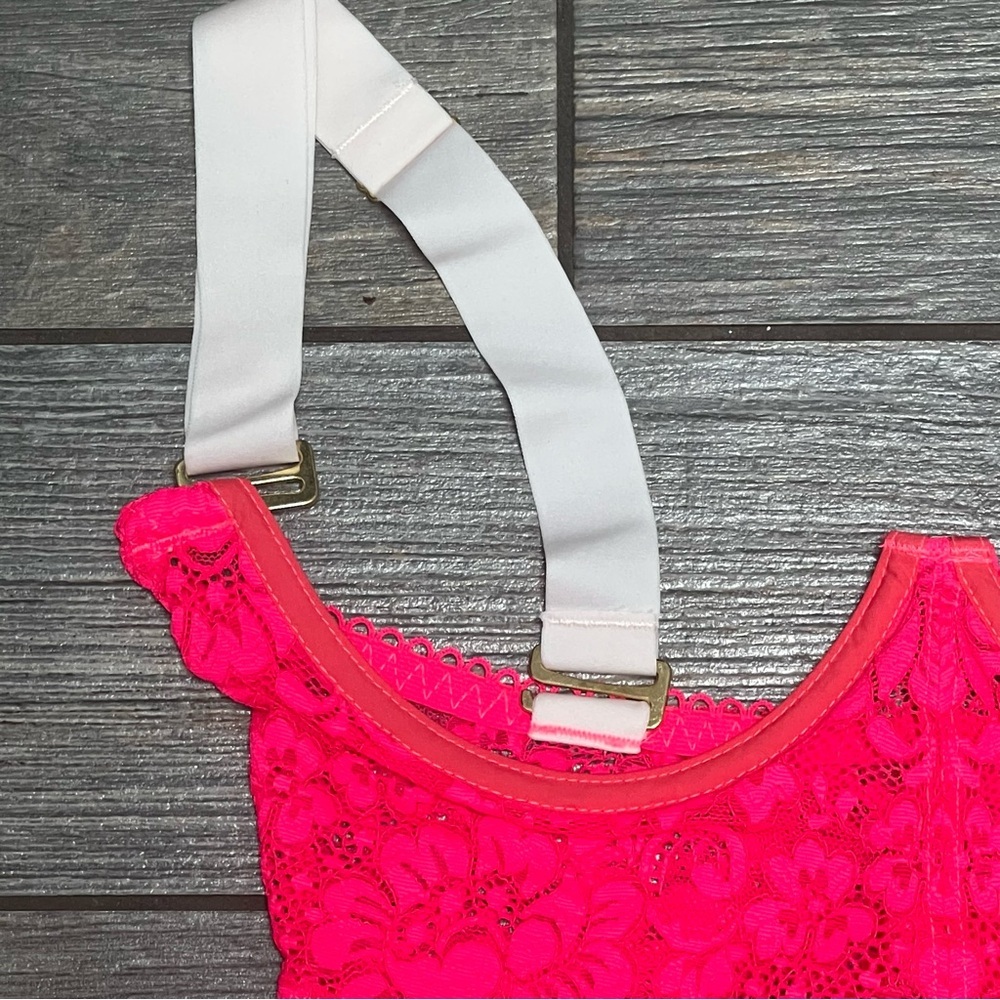We Are HAH Free People Busta Move Hot Pink Lace Bustier Corset Size Medium Top - Picture 6 of 14